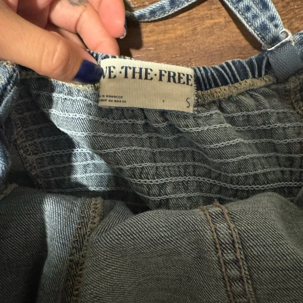 Free People Strapless Blue Denim Jumpsuit - Picture 4 of 4